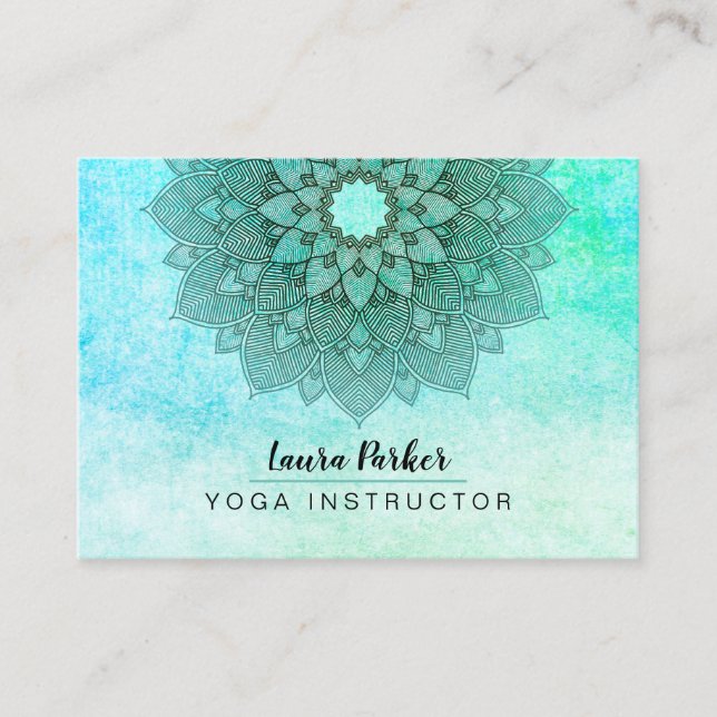 Carte De Visite Yoga holistique de mandala de méditation bleue (Devant)