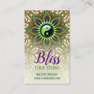 Carte De Visite Yoga holistique vert pourpre de bonheur d'énergie