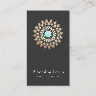 Carte De Visite Yoga Instructeur Gold et Turquoise Lotus Logo