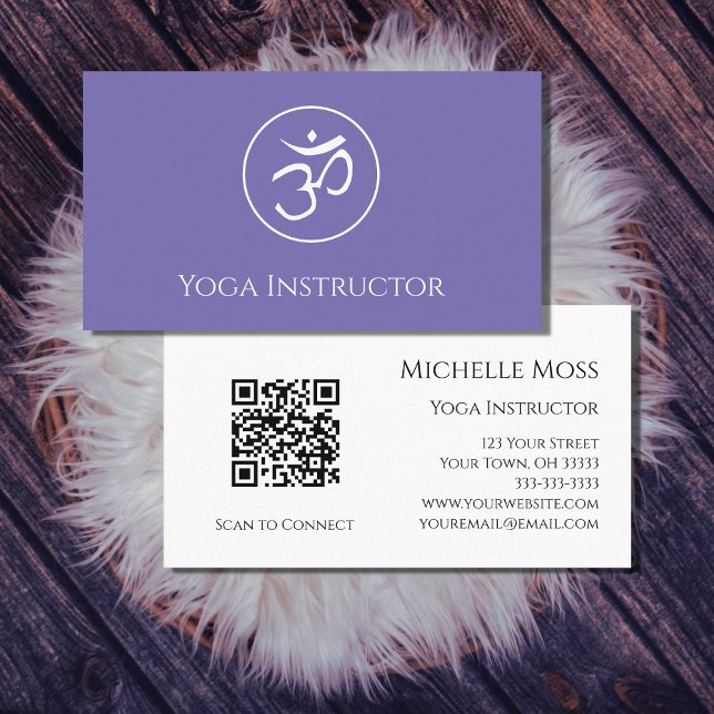 Carte De Visite Yoga Instructeur Om Symbole tendance violet (Créateur téléchargé)