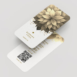 Carte De Visite Yoga Instructeur Wellness Spa Élégant Blanc Lotus