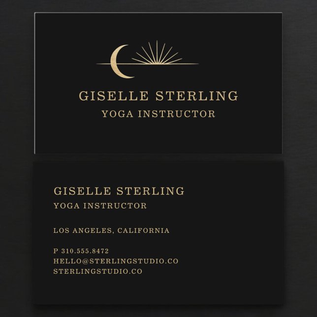 Carte De Visite Yoga Instructor Celestial Sun Moon (Créateur téléchargé)