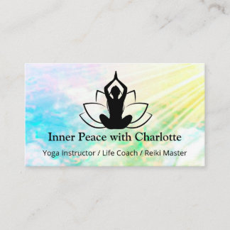 Carte De Visite Yoga Lotus Instructeur Reiki Life Coach Aquarelle