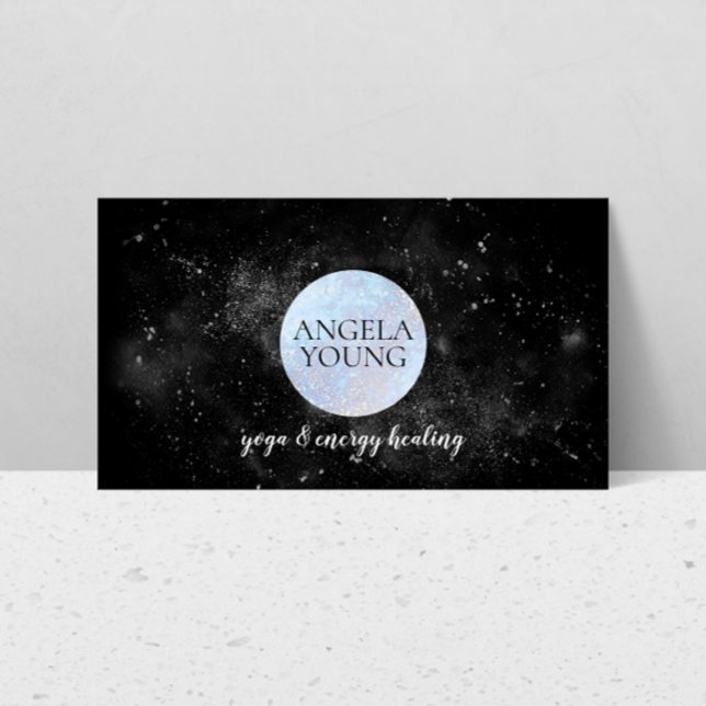 Carte De Visite Yoga Lune Bleue Cosmique, Entraîneur de Vie, Astro (Créateur téléchargé)