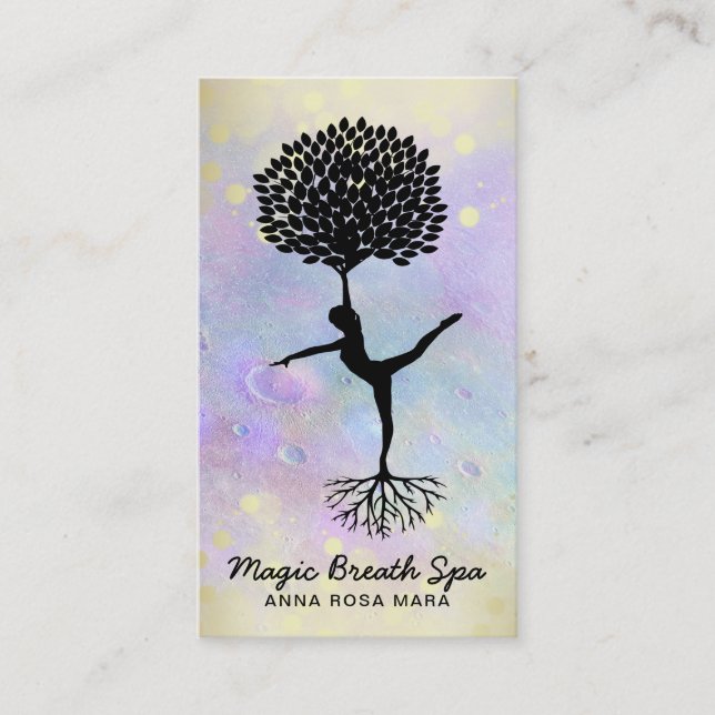 Carte De Visite *~* Yoga Lune méditation d'or femme méditation Min (Devant)