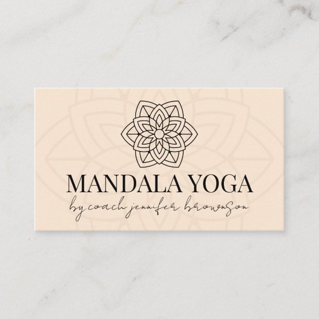 Carte De Visite Yoga Mandala spirituel beige clair (Devant)