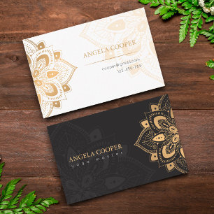 Carte De Visite Yoga Master Golden Floral Élégant Monogramme