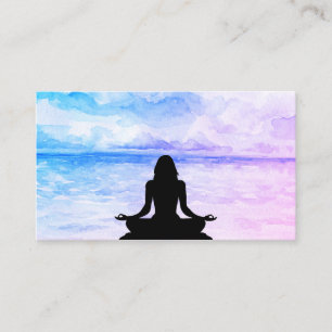 Carte De Visite *~* Yoga Mer Océan Soleil Coucher Mindfulness Médi