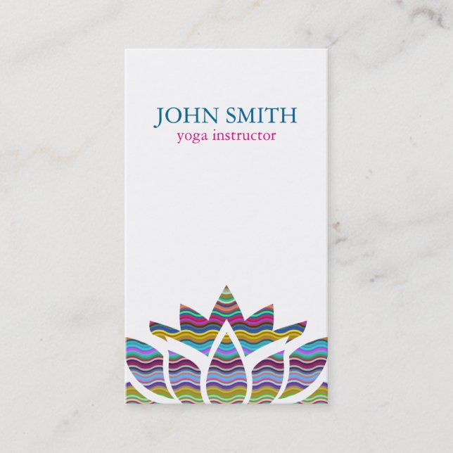 Carte De Visite Yoga moderne de logo de fleur de Lotus d'aquarelle (Devant)