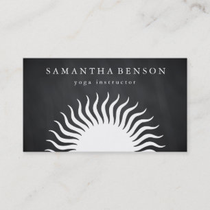Carte De Visite Yoga noir et blanc élégant de logo de Sun