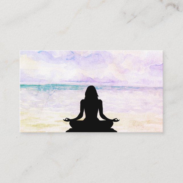 Carte De Visite *~* Yoga Ocean Sunset Mindfulness Meditation (Devant)