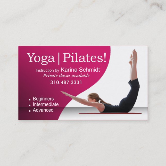 Carte De Visite "Yoga | Pilates !" Instruction de Pilates, classe (Devant)