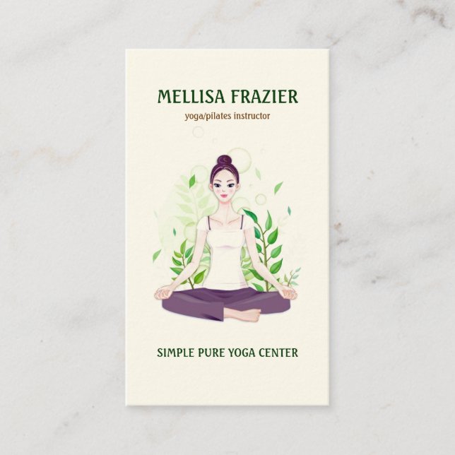 Carte De Visite Yoga Pilates Méditation Business/Instructeur (Devant)