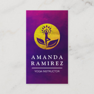 Carte De Visite Yoga Pose Golden Logo