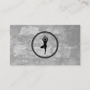 Carte De Visite Yoga Pose Logo Gris Texture