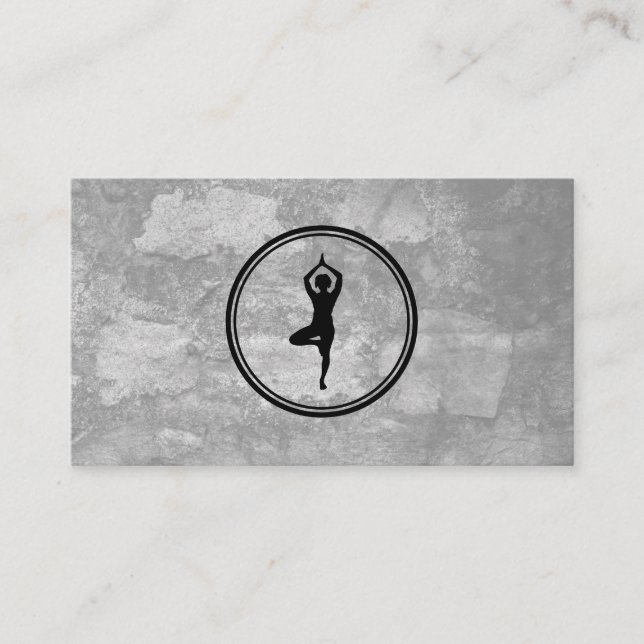 Carte De Visite Yoga Pose Logo Gris Texture (Devant)