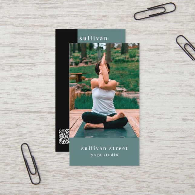 Carte De Visite Yoga Pose Photo Yoga Studio (Devant/Arrière en situation)