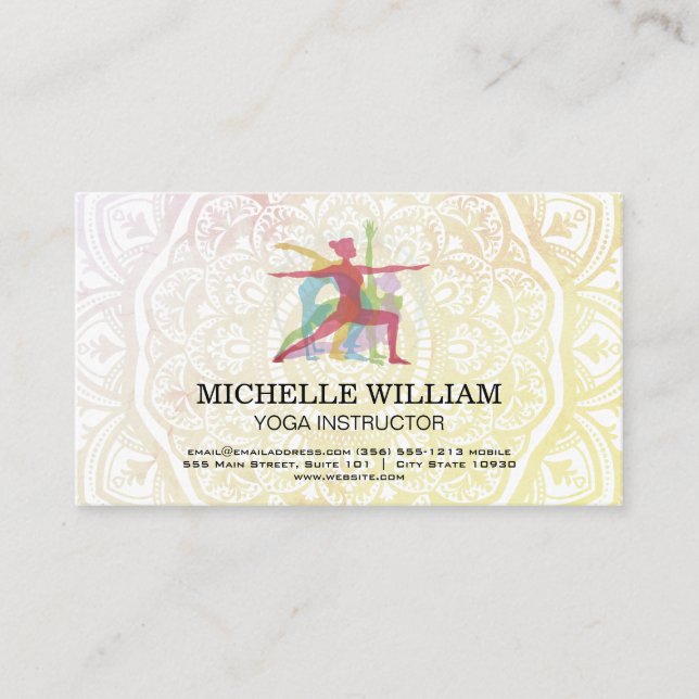 Carte De Visite Yoga Poses Mandala Motif (Devant)