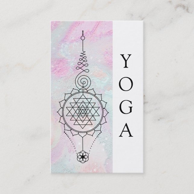Carte De Visite YOGA sacré de la géométrie de remous en pastel (Devant)
