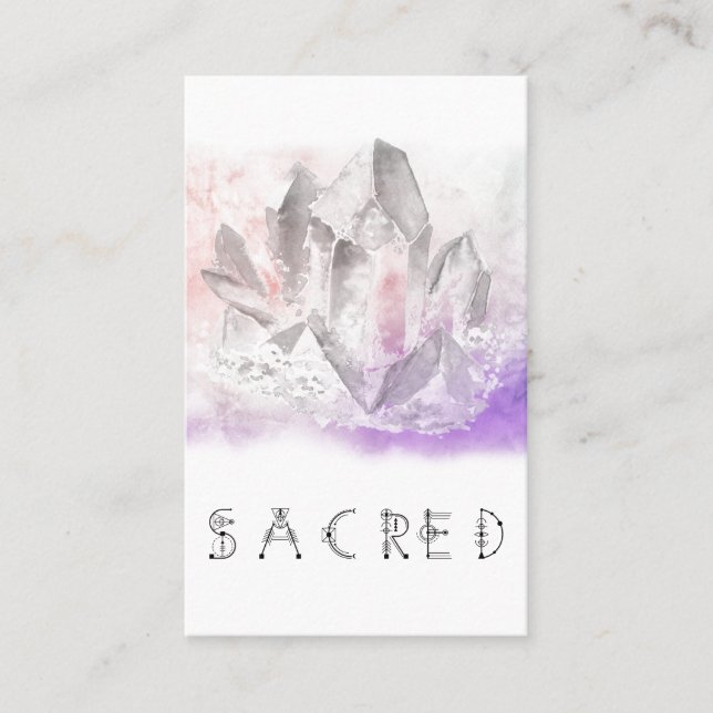 Carte De Visite Yoga sacré en cristal d'arts curatifs d'aquarelle (Devant)
