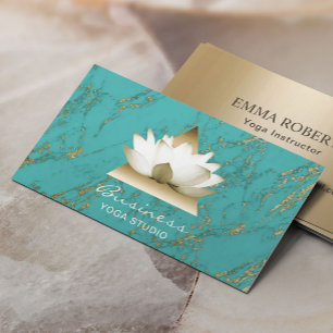 Carte De Visite Yoga Studio Gold Lotus Moderne Turquoise & Or
