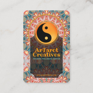 Carte De Visite Yoga Turquoise+Orange Mandala Yin Yang Balance