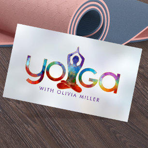 Carte De Visite Yoga Word Art - Illustration colorée