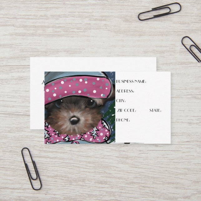 Carte De Visite Yorkie Poo (Devant/Arrière en situation)