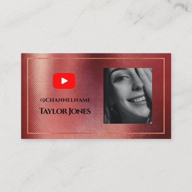 Carte De Visite YOUTUBE Channel Advertisement QR Code Photo (Devant)