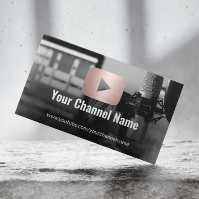 Carte De Visite Youtube Channel Photo Rose personnalisé Gold Youtu (Créateur téléchargé)