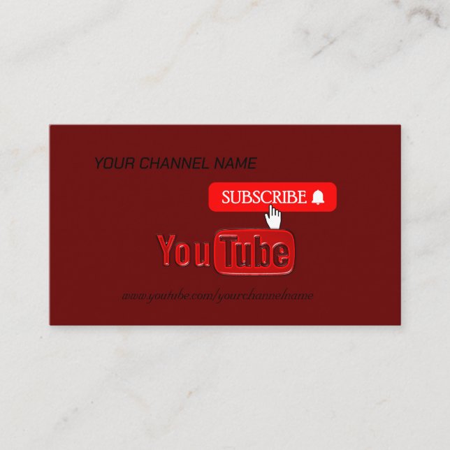 Carte De Visite Youtube Channel, Youtuber (Devant)