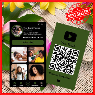Carte De Visite YouTube Clover Influencer Vlogger Creator QR Code