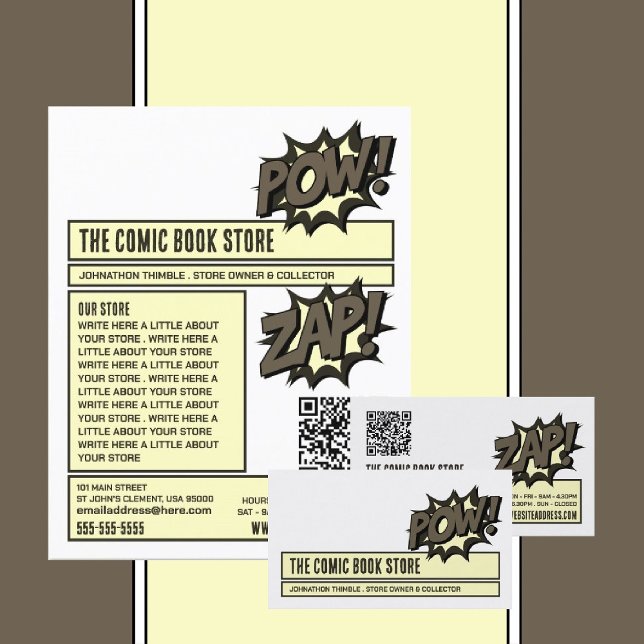 Carte De Visite Zap & Pow - Magasin/Collecteur de bandes dessinées (Créateur téléchargé)