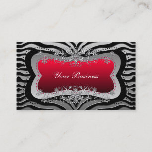 Carte De Visite Zebra Black Red Silver Élégante entreprise