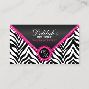 Carte De Visite Zebra Hot rose dentelle noir Shimmer Look Monogram