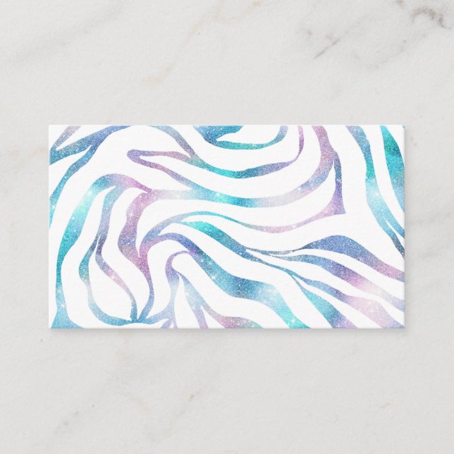 Carte De Visite Zebra moderne Imprimer Glam Bleu Violet Parties sc (Devant)