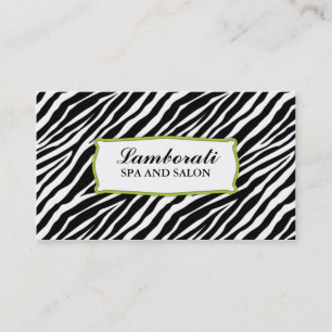 Carte De Visite Zebra Print Hairlist Salon coiffeur Vert