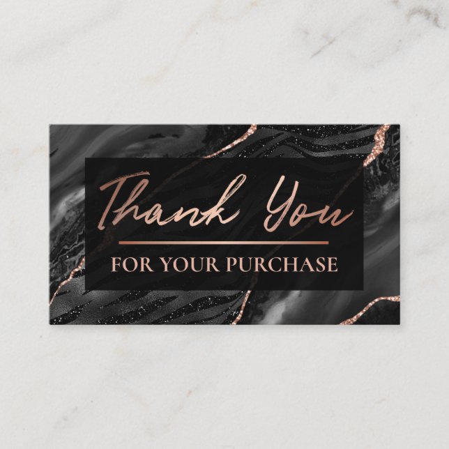 Carte De Visite Zebra Print Rose Merci Or pour votre achat (Devant)