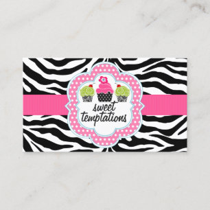 Carte De Visite Zebra Stripes Cupcake Boulangerie