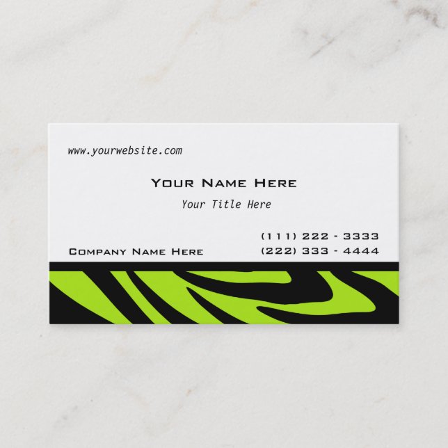Carte De Visite Zebra Stripes Lime Green (Devant)