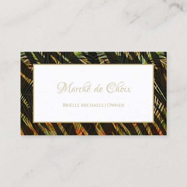 Carte De Visite Zèbre exotique Imprimer Peacock Feathes Boutique (Devant)