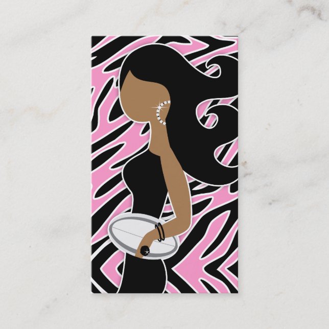 Carte De Visite Zèbre rose de Bling de Fashionista du rugby 311 (Devant)