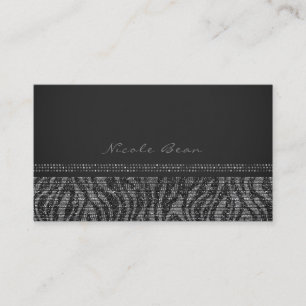 Carte De Visite Zèbre scintillant argent noir glamour chic élégant