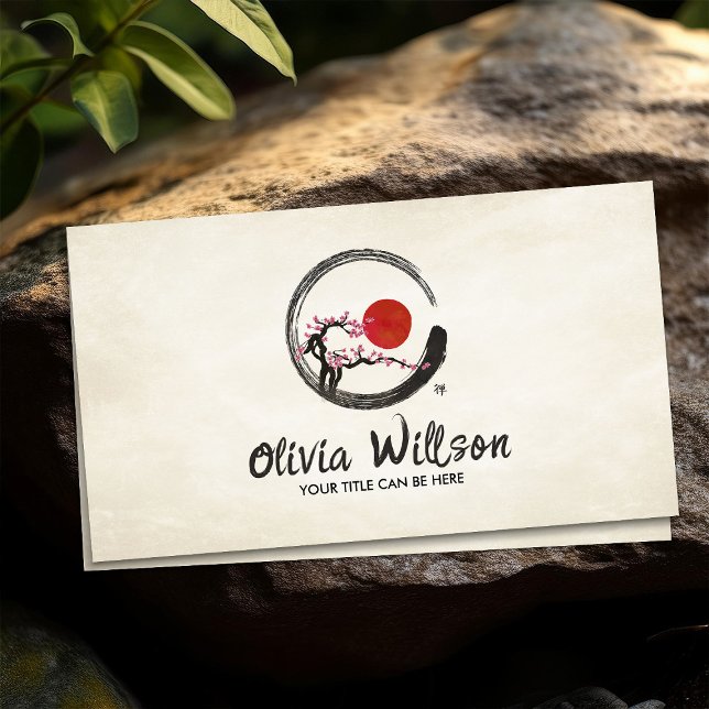 Carte De Visite Zen Enso Circle Sakura Soleil de l'arbre (Créateur téléchargé)