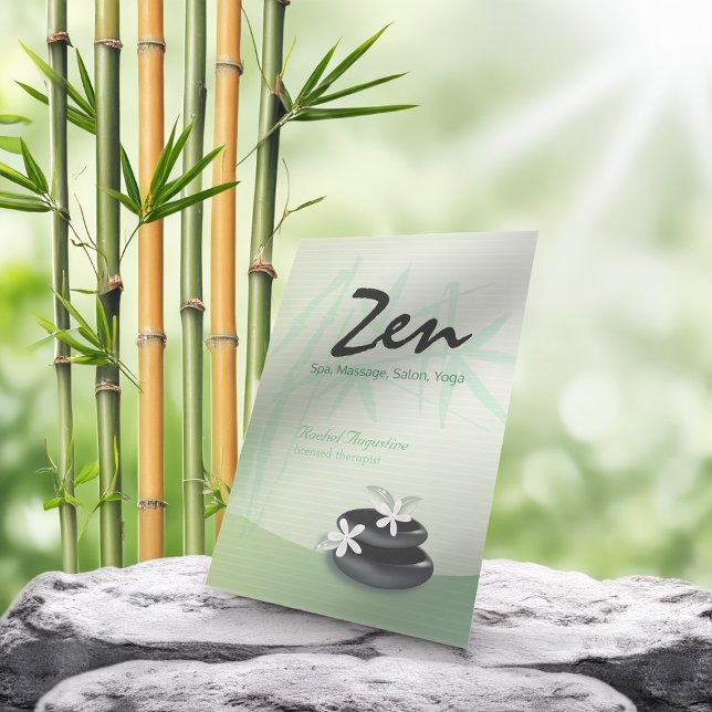 Carte De Visite ZEN Stone Bambou YOGA SPA Massage Salon de beauté (Créateur téléchargé)