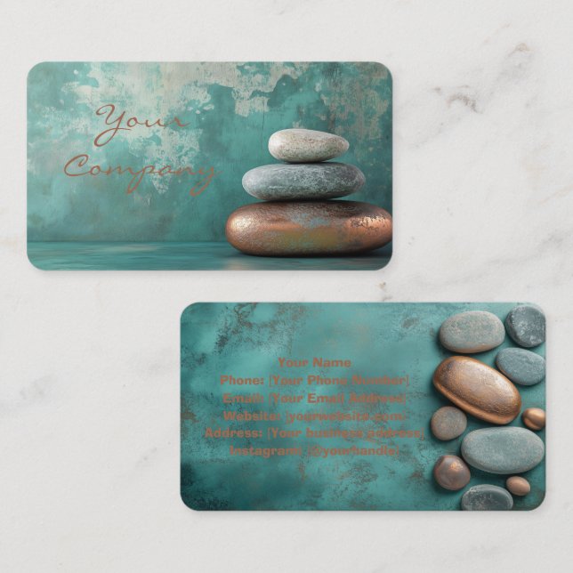 Carte De Visite Zen Stones Spa Wellness Tranquillité et Équilibre (Devant / Derrière)