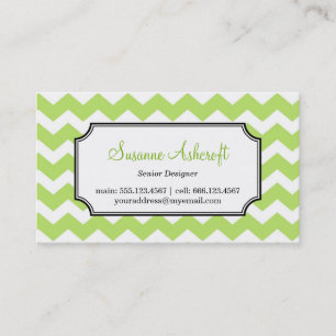 Carte De Visite Zigzag de chevron vert motif personnel élégant