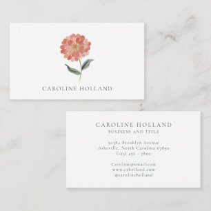 Carte De Visite Zinnia Floral Féminin Personnalisé Aquarelle