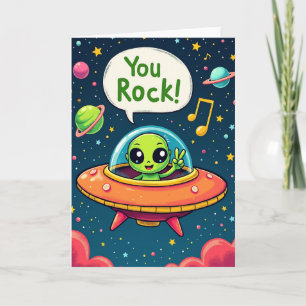 Carte de vœu d'anniversaire Alien Cosmique
