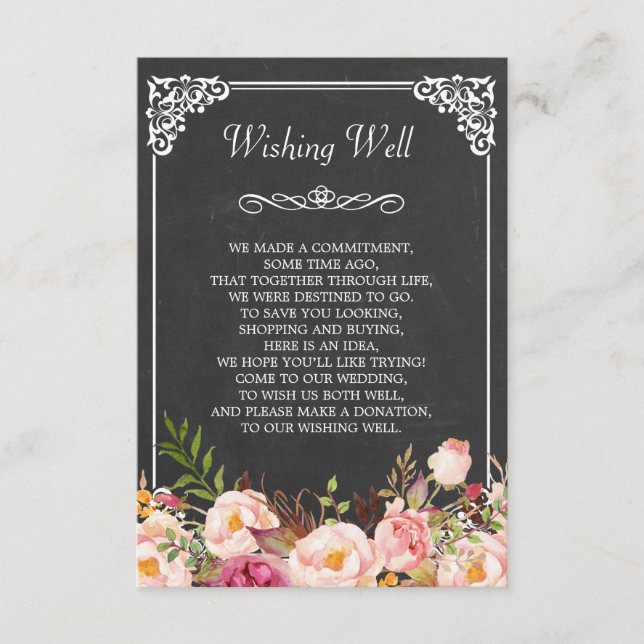 Carte de voeu de mariage avec fleurs sur tableau n (Devant)